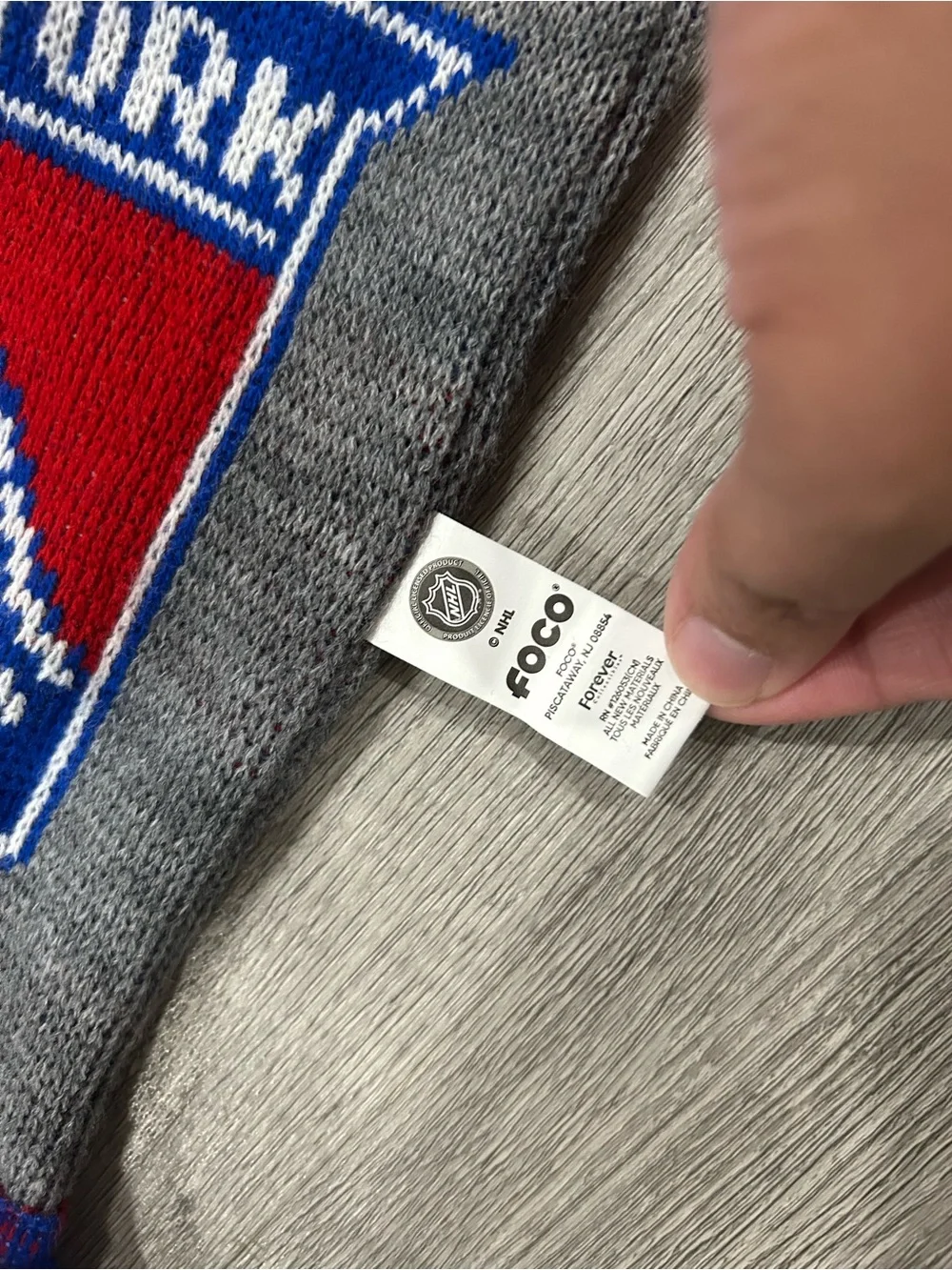 NHL New York Rangers Gray Blue Red Team Scarf